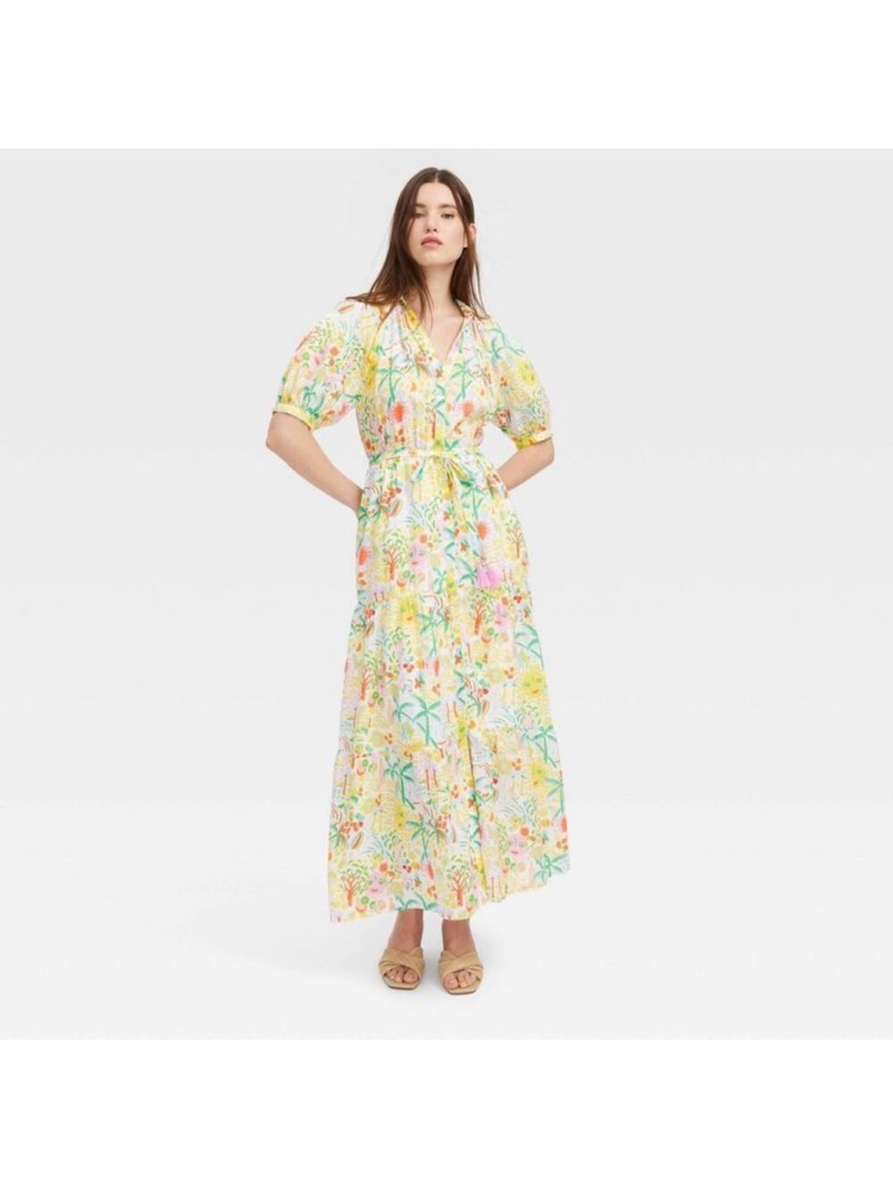 Roller Rabbit - Women's Vacation Short Sleeve Maxi Dress Yellow/Gr
Yellow/Green